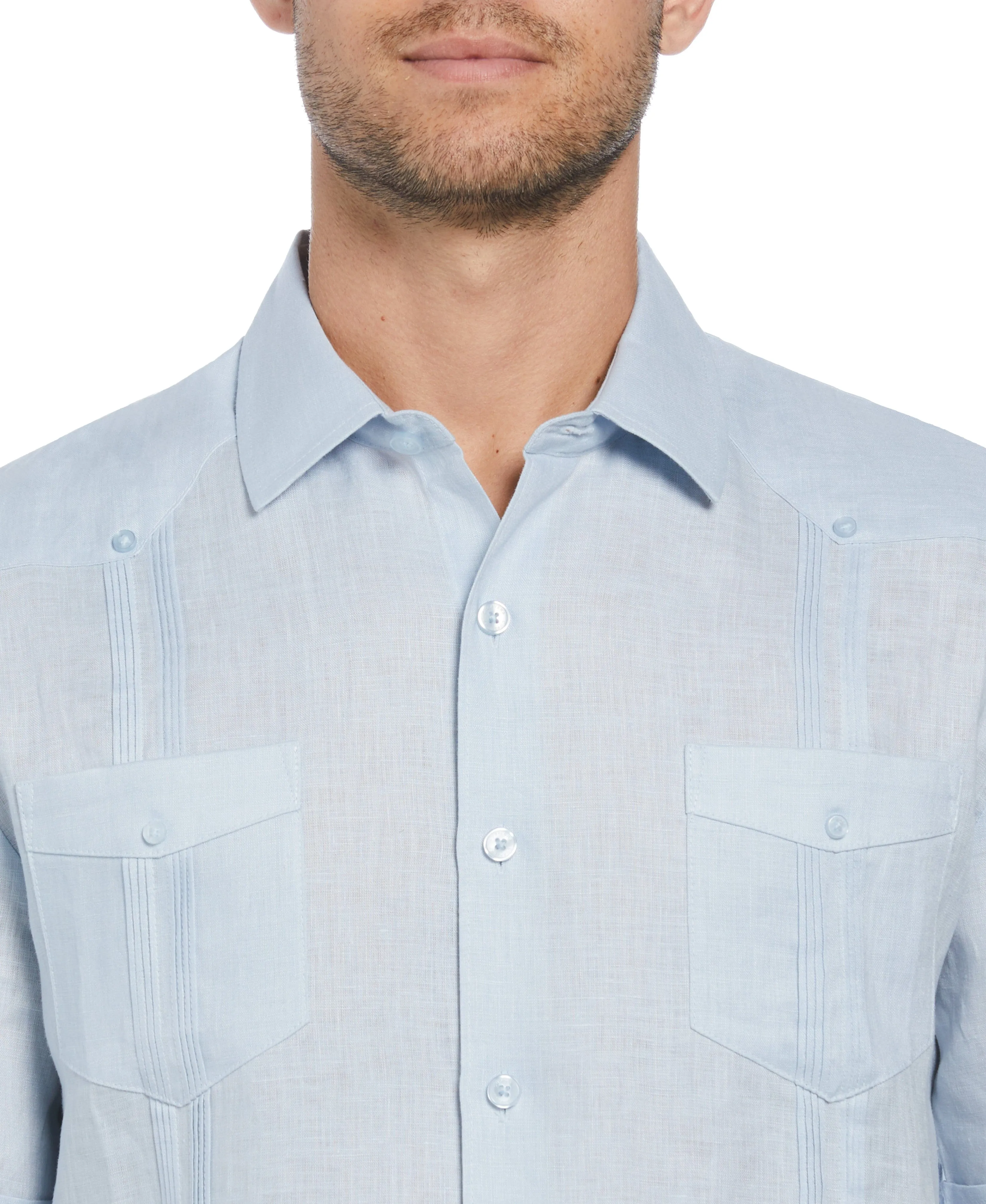 100% Linen Four-Pocket Guayabera Shirt