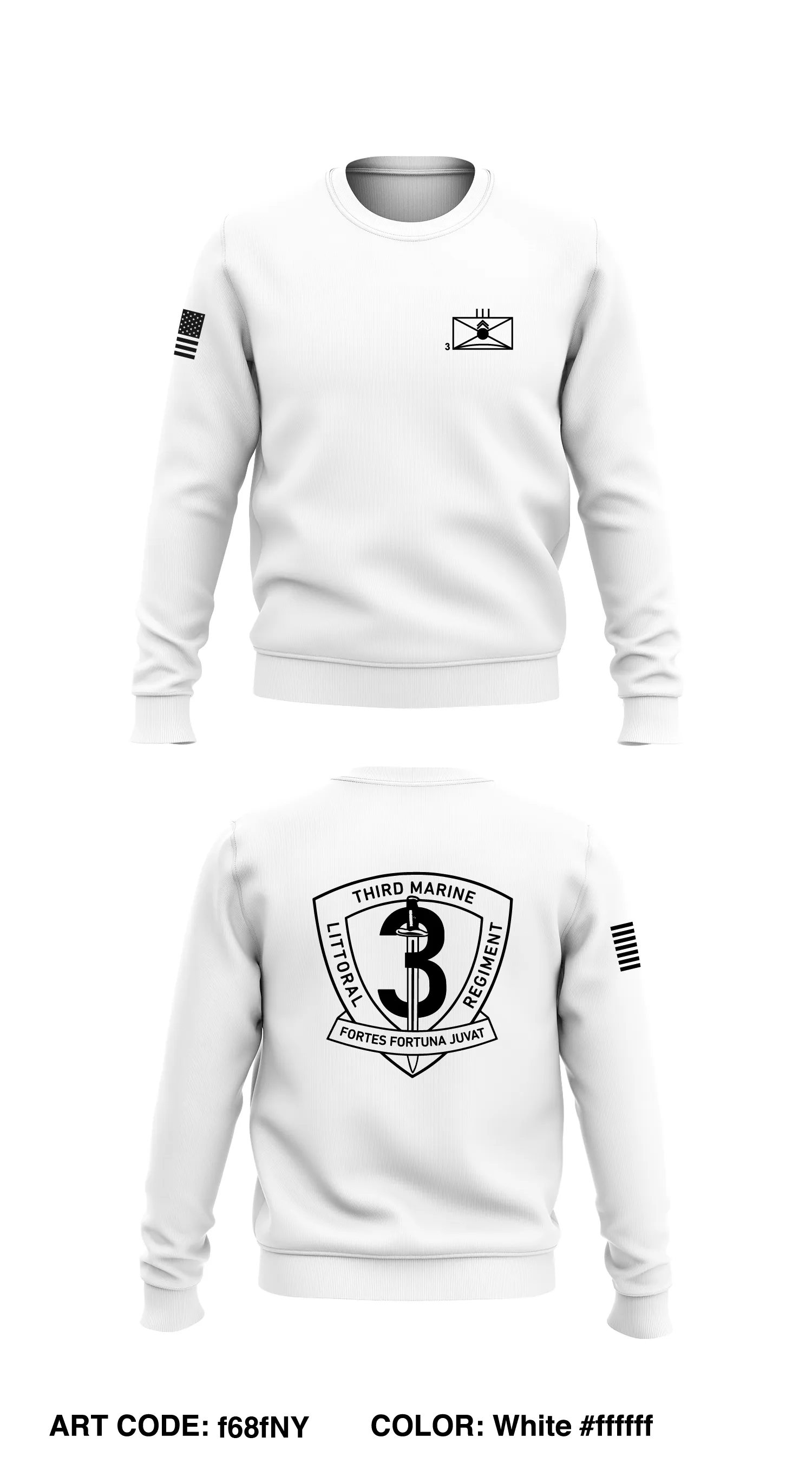3D Marine Littoral Regiment Core Men's Crewneck Performance Sweatshirt - f68fNY