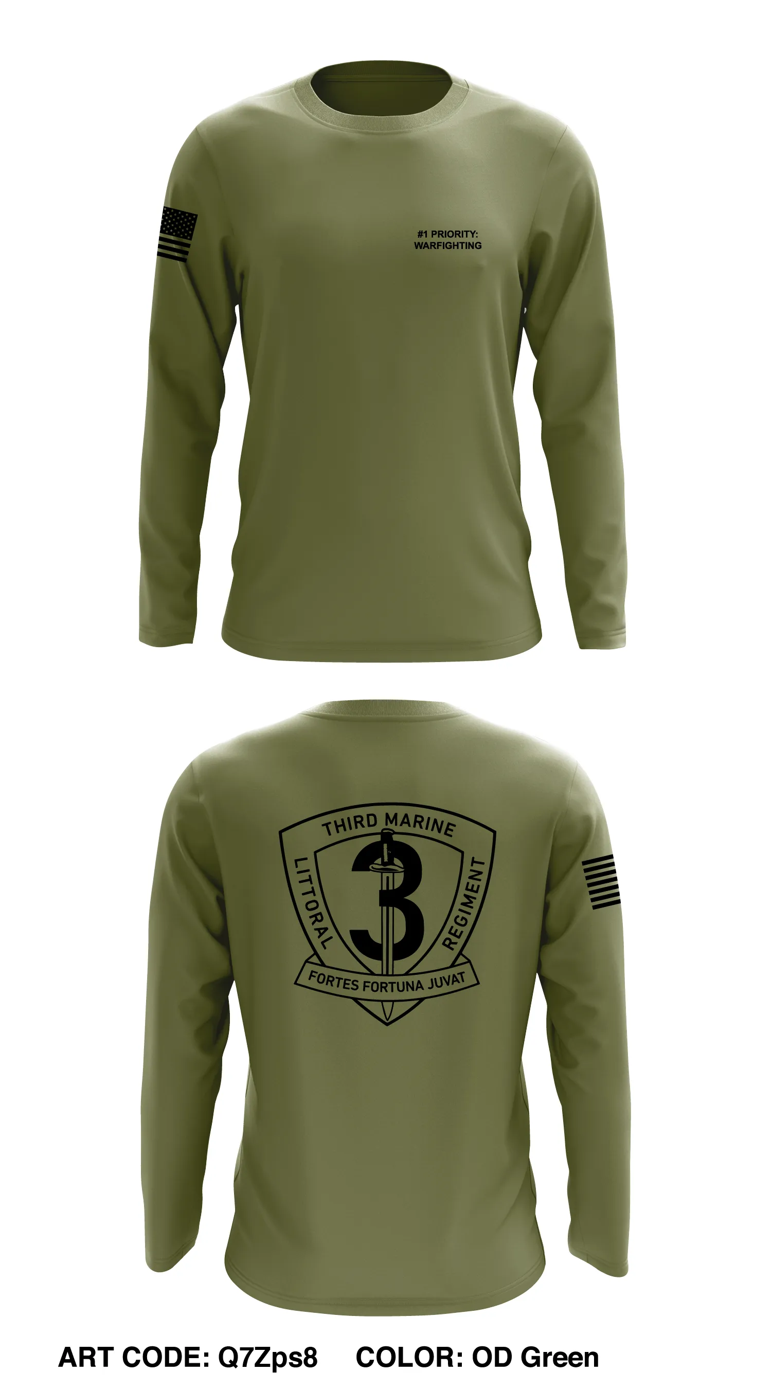 3D Marine Littoral Regiment Core Men's LS Performance Tee - Q7Zps8