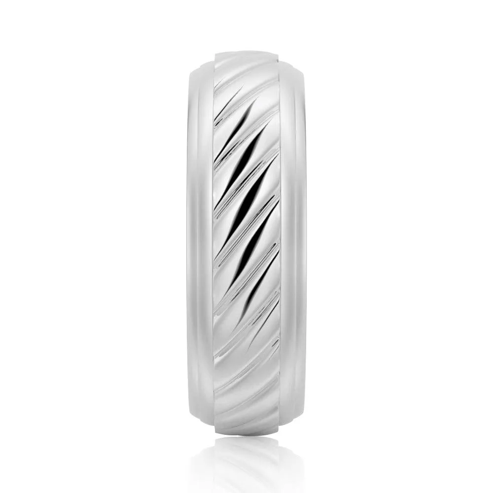 7mm Two-Tone Carved Men's Wedding Band