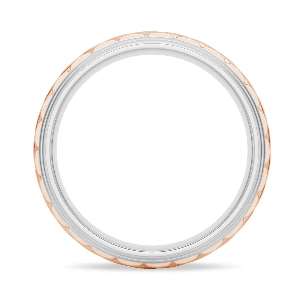 7mm Two-Tone Carved Men's Wedding Band