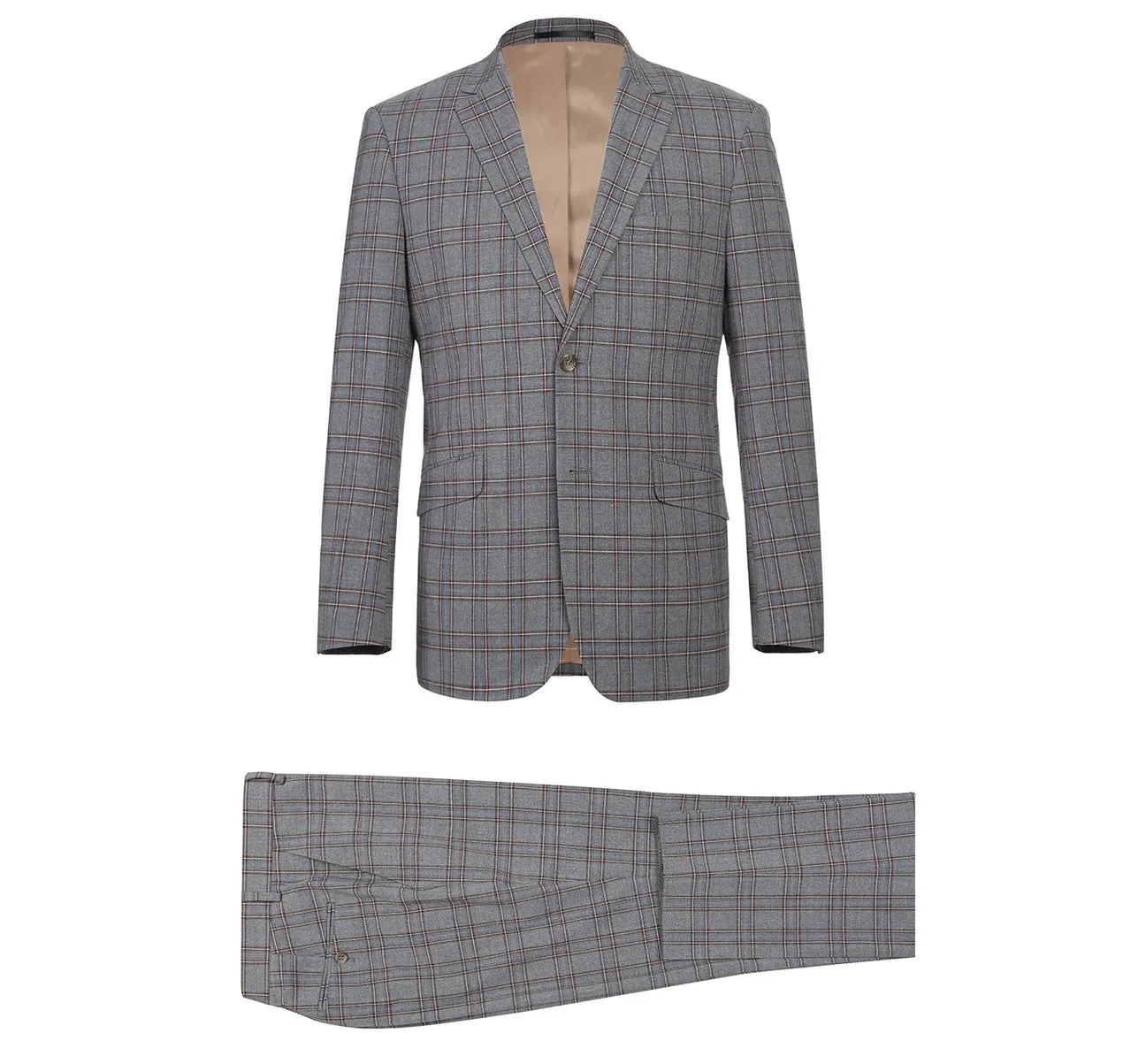 Alessandro Vitello by Renoir Two Piece Slim Fit Stretch Windowpane Check Dress Suit 293-7
