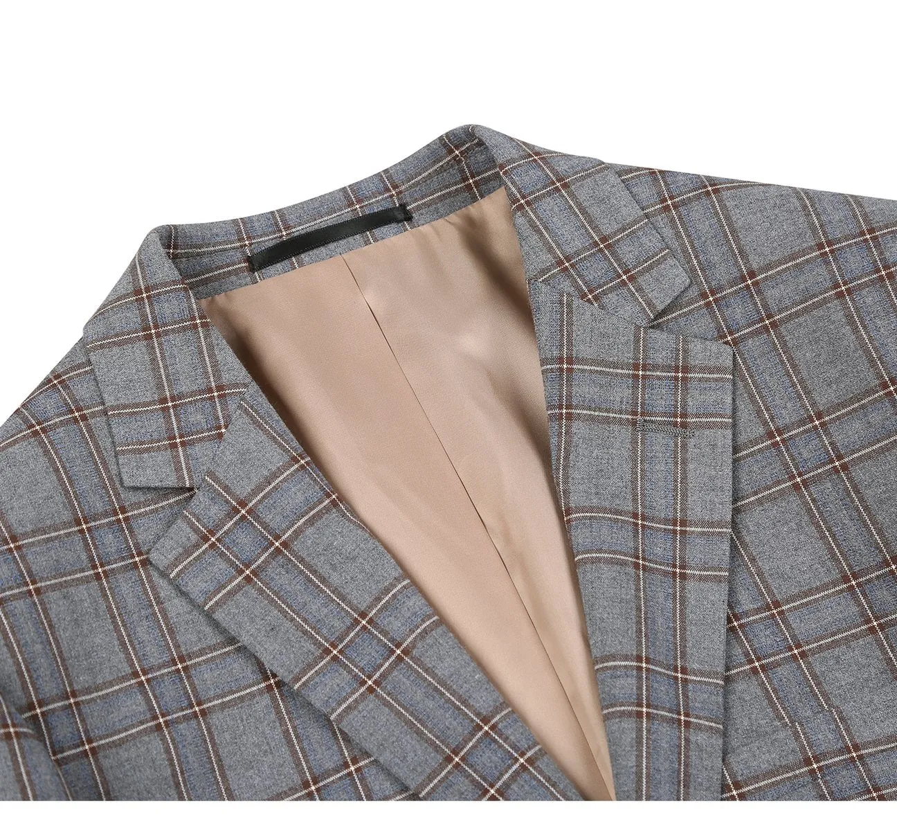 Alessandro Vitello by Renoir Two Piece Slim Fit Stretch Windowpane Check Dress Suit 293-7