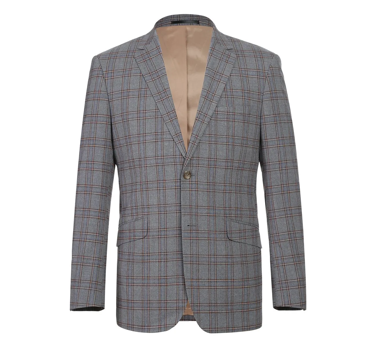 Alessandro Vitello by Renoir Two Piece Slim Fit Stretch Windowpane Check Dress Suit 293-7