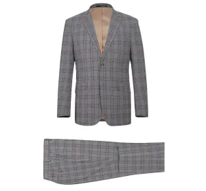 Alessandro Vitello by Renoir Two Piece Slim Fit Stretch Windowpane Check Dress Suit 293-7