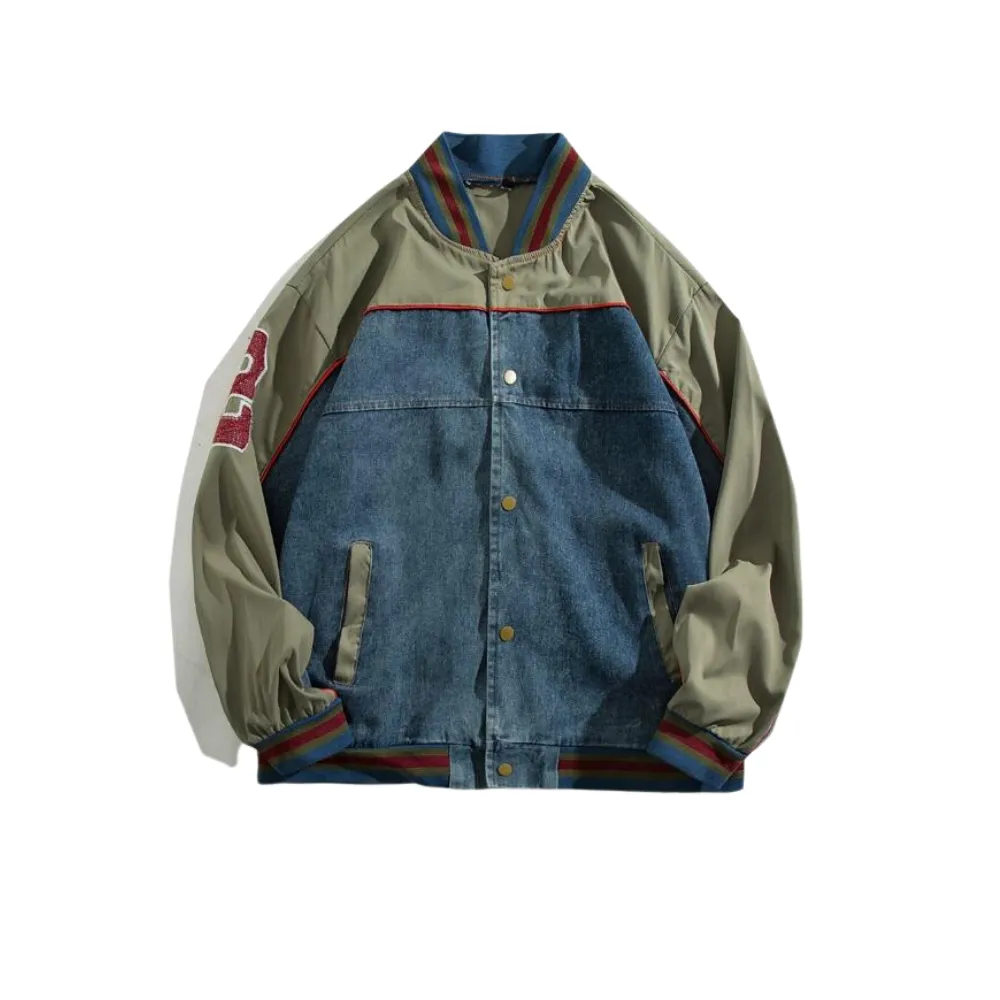 American Patchwork Embroidery Denim Jacket