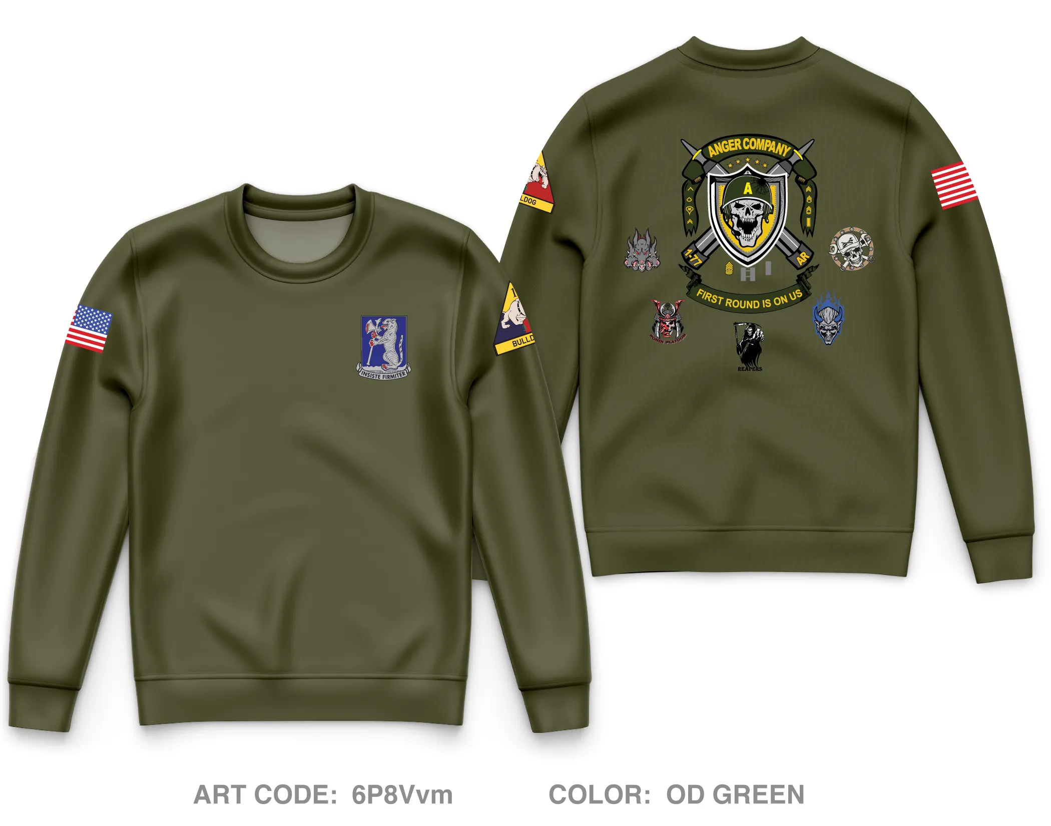 Anger Co, 1-77 AR - Unit Gear Core Men's Crewneck Performance Sweatshirt - 6P8Vvm