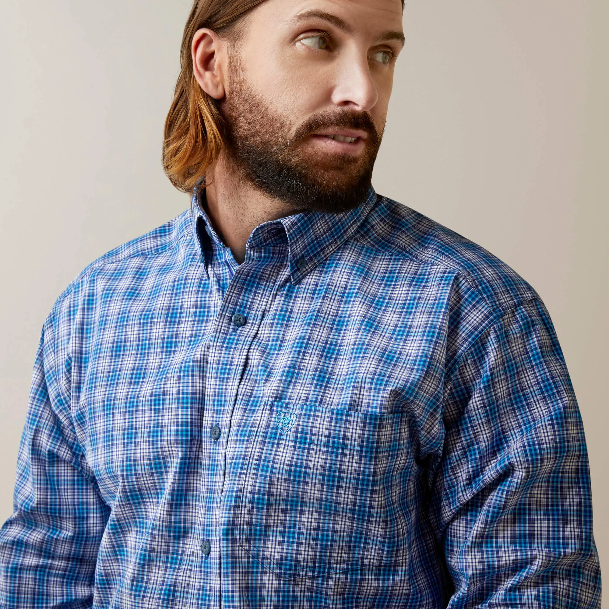 Ariat Men's Long Sleeve Shirt - Fitted Venus Blue