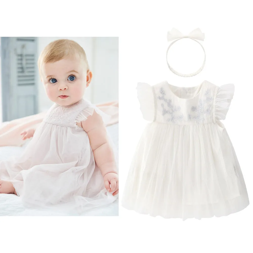 Baby Skirt European and American Style White Tulle Skirt Send Hair Band Baby Clothes Dress Princess Tulle Skirt Dress