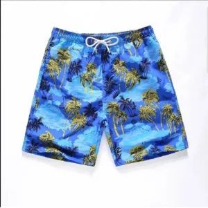 Baggie Estampado Azul con Palmeras Amarillas