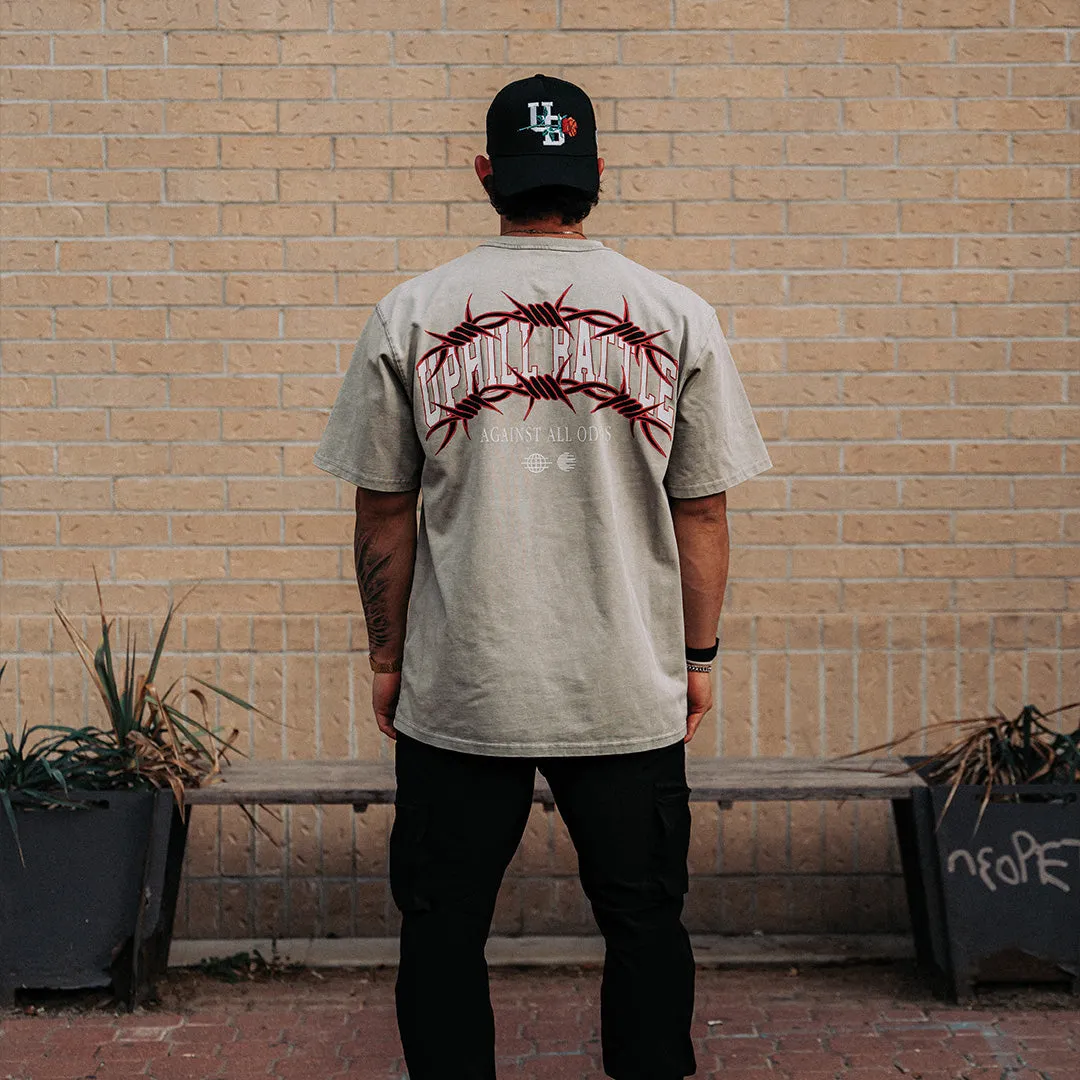 Barbed Wire Oversized Tee - Stone