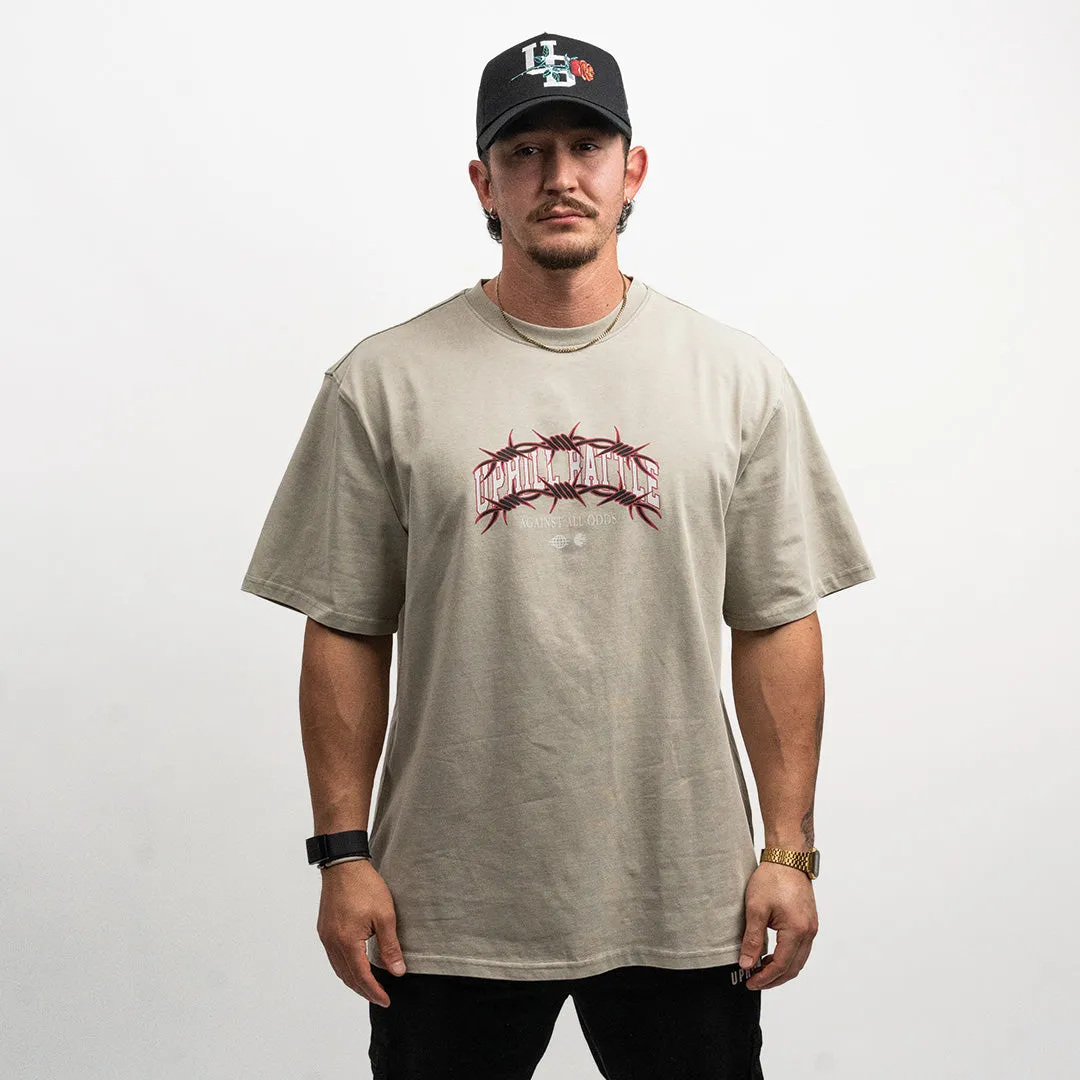 Barbed Wire Oversized Tee - Stone