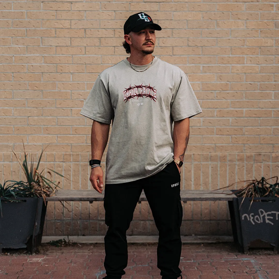 Barbed Wire Oversized Tee - Stone