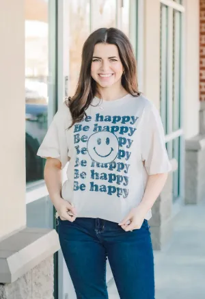 Be Happy Oversized Graphic Tee