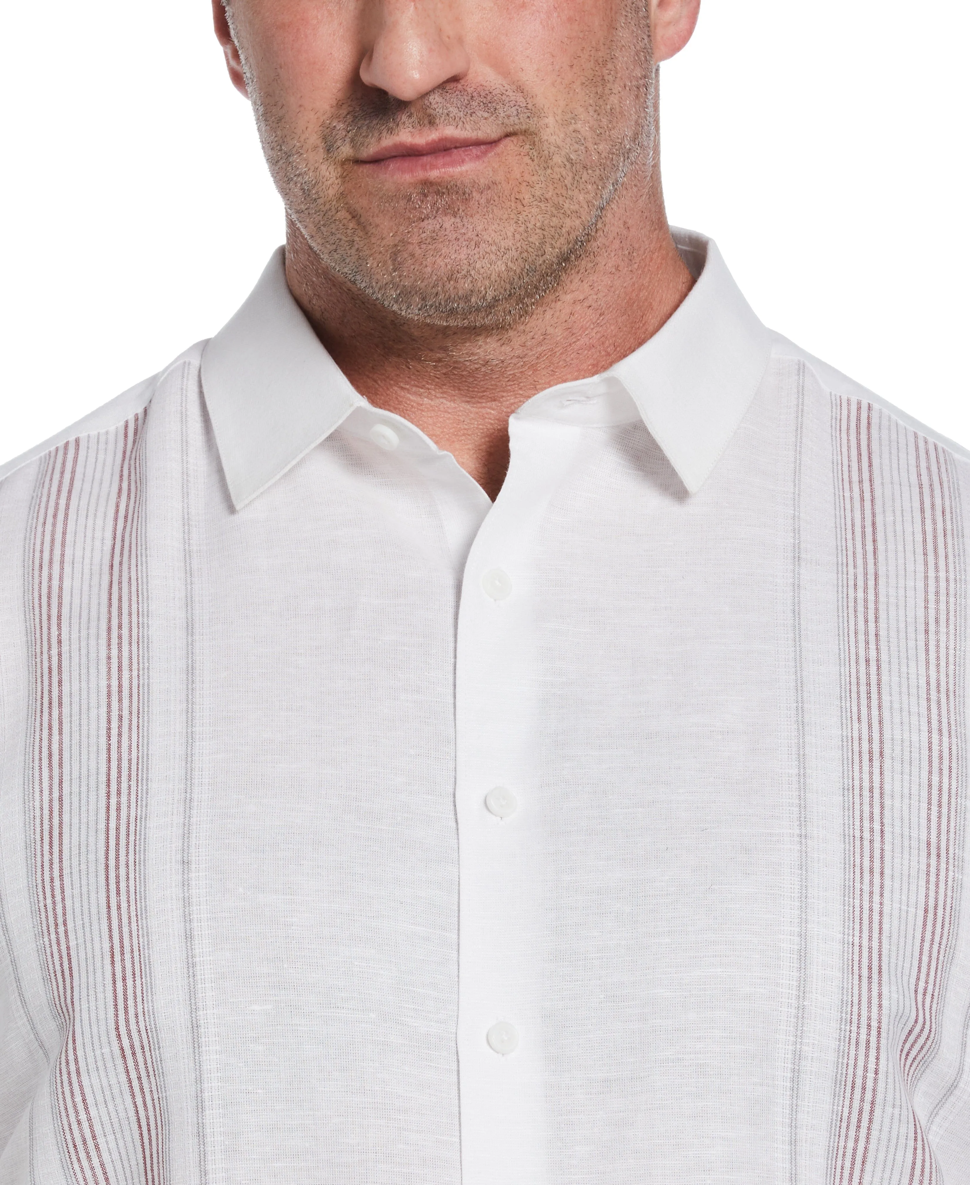 Big & Tall Linen Blend Yarn Dyed Panel Shirt