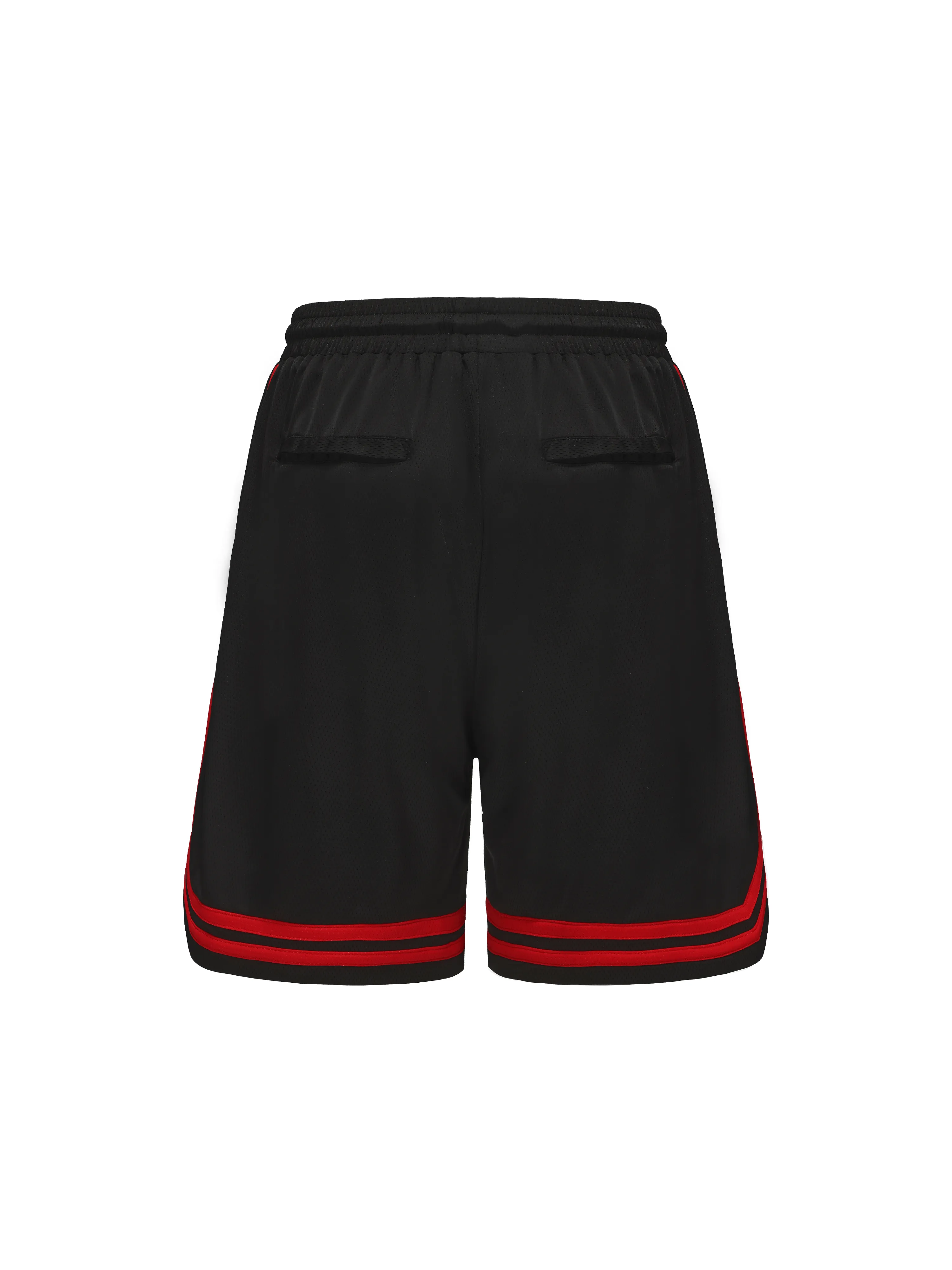 Black & Red Mesh Drawstring Patchwork Shorts