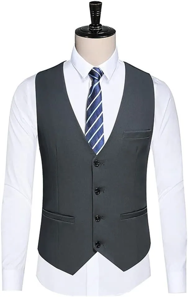Black Peaked Lapel One Button 3 Piece Men's Business Suit