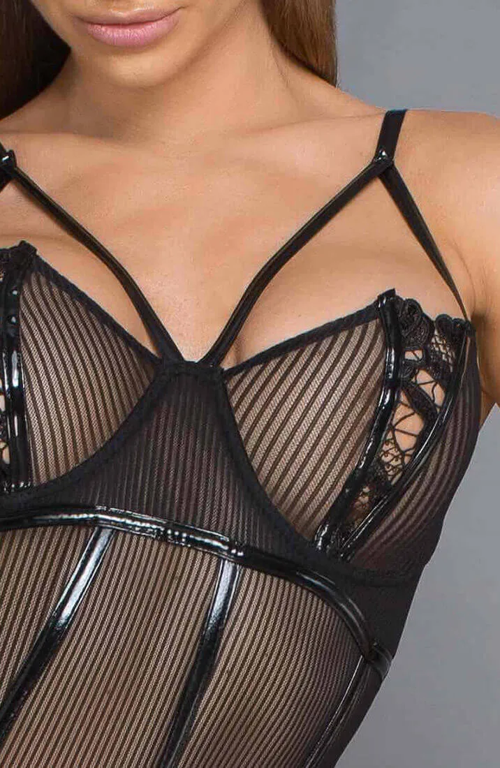 Black PVC & mesh catsuit - Take A Stand