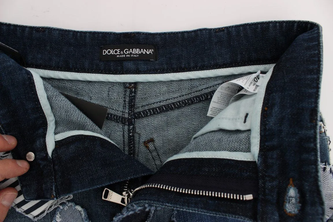 Blue Denim Stretch Mini Skirt