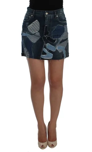 Blue Denim Stretch Mini Skirt