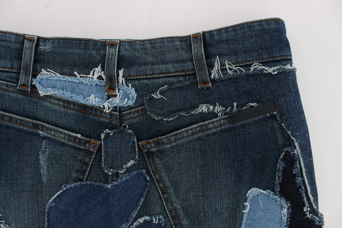 Blue Denim Stretch Mini Skirt