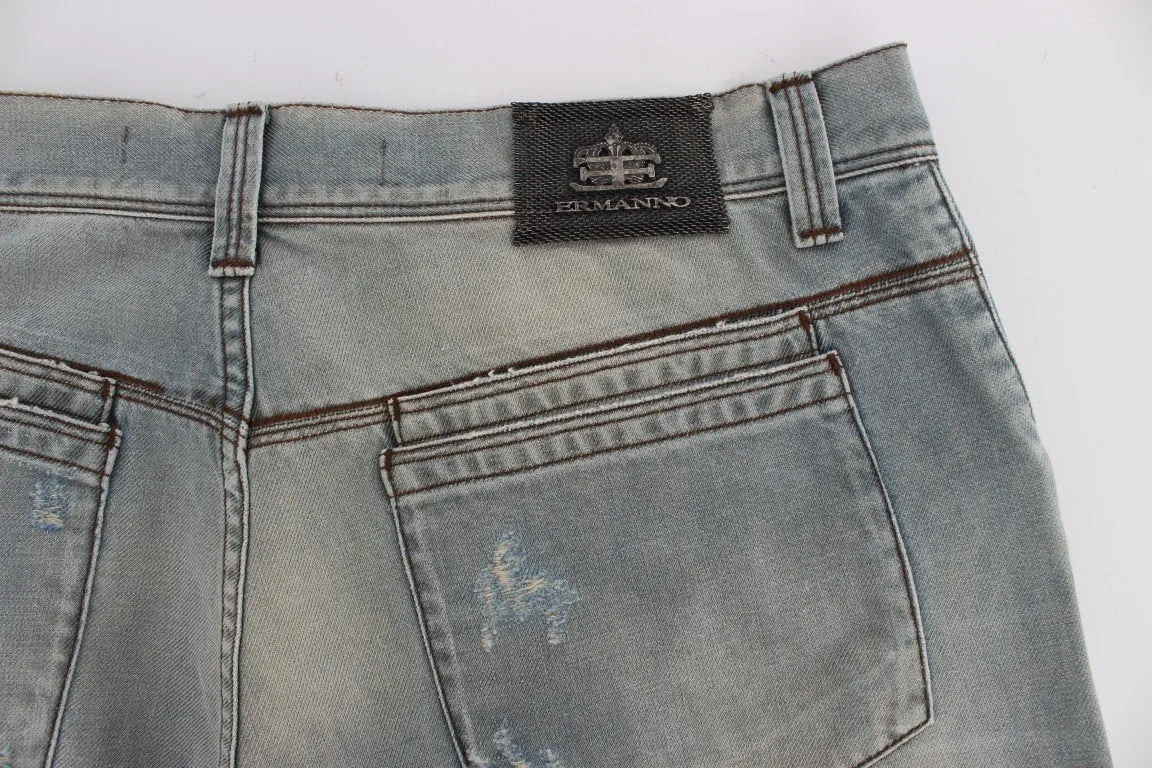 Blue Wash Cotton Denim Baggy Fit Jeans