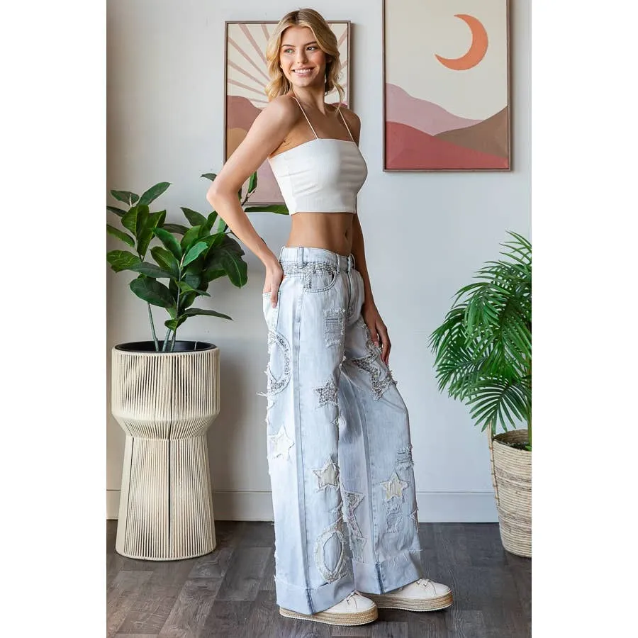 Blue Washed Star Patchwork Oli Hali Jeans