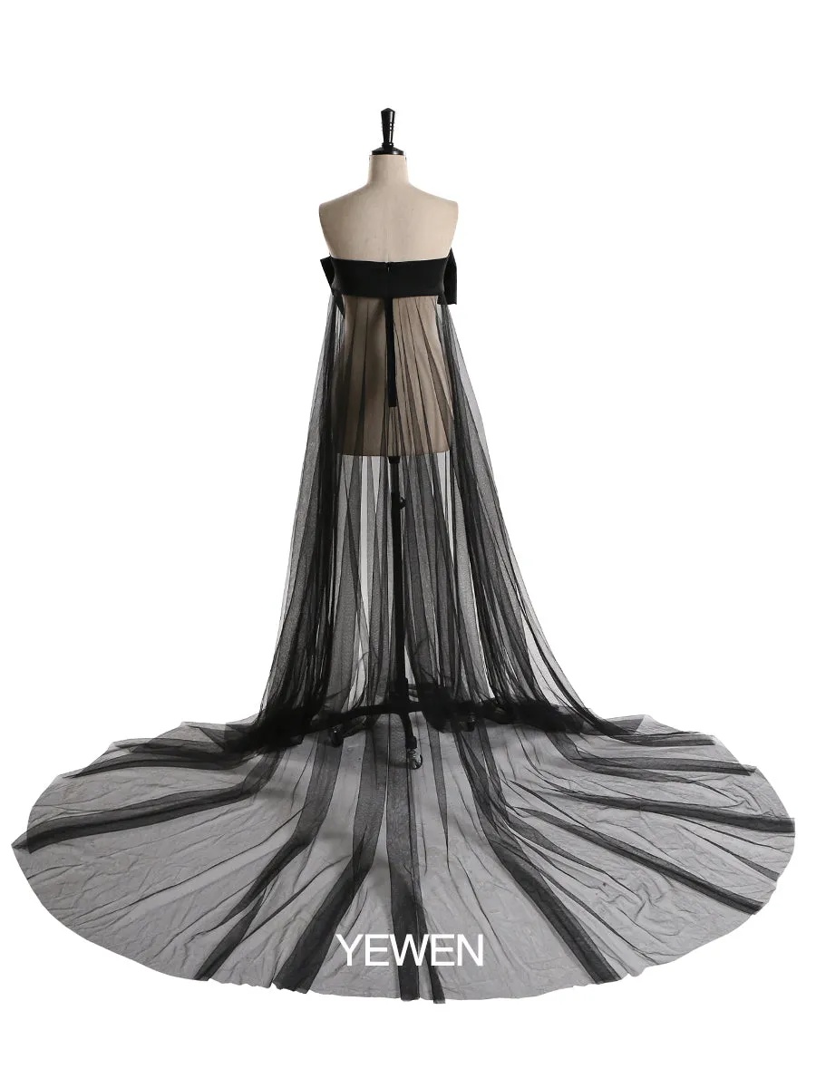 Bow Elegant Party Dress Strapless See Through Maternity Dress Baby Shower YW2130