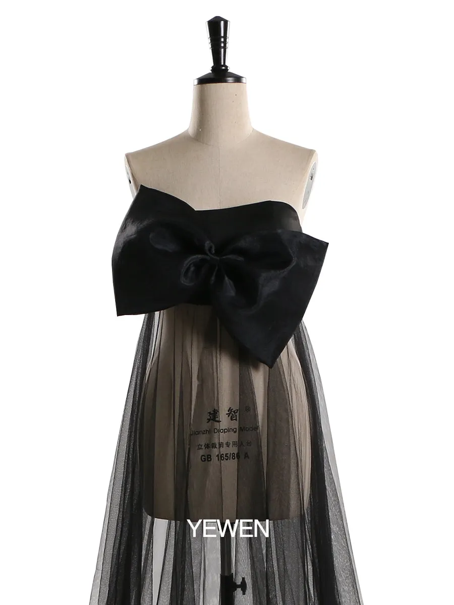 Bow Elegant Party Dress Strapless See Through Maternity Dress Baby Shower YW2130