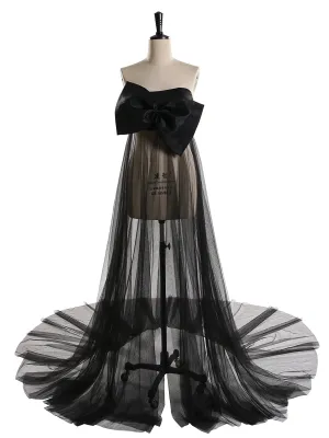 Bow Elegant Party Dress Strapless See Through Maternity Dress Baby Shower YW2130