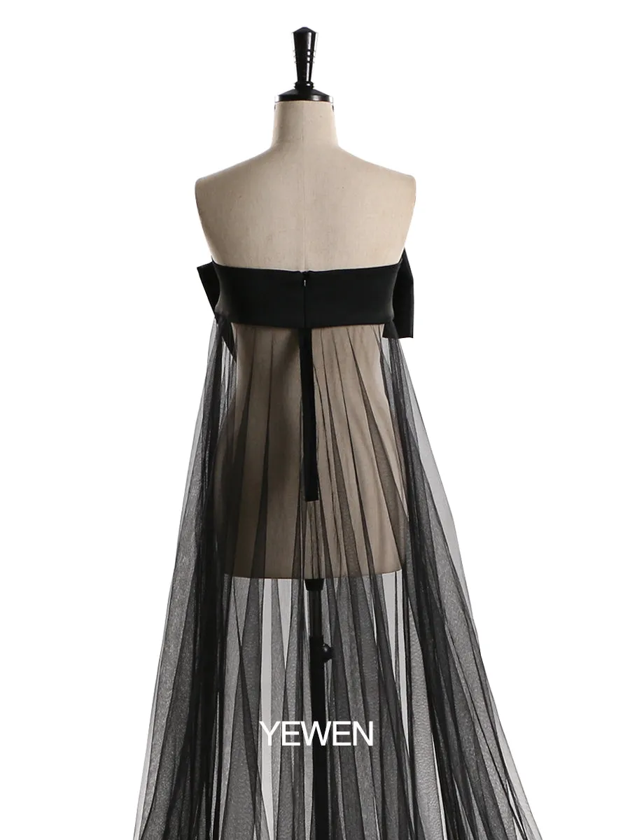 Bow Elegant Party Dress Strapless See Through Maternity Dress Baby Shower YW2130