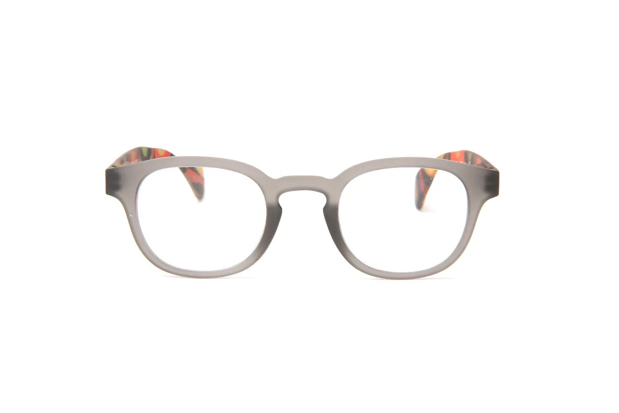 Brooklyn Rubberized Grey Reading Glasses