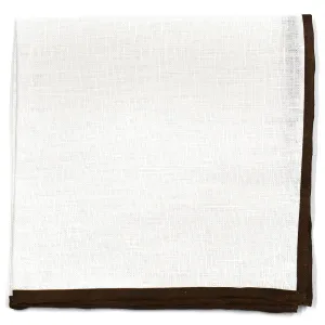 Brown Border Linen Pocket Square