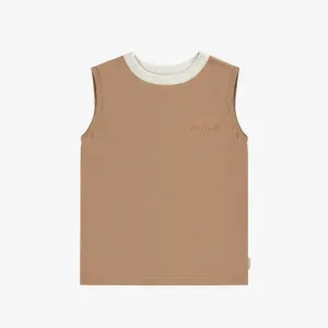 Camisole brune en coton de coupe droite, enfant || Brown tank top of straight cut in cotton, child