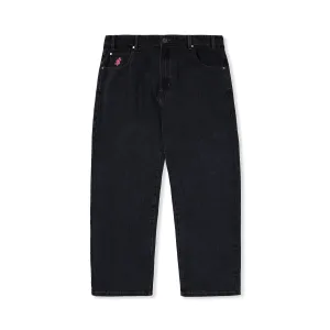 Cash Only Logo Baggy Denim Jeans - Washed Black