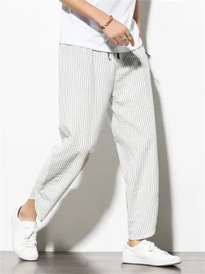 Casual Comfy Striped Linen Pants for Men