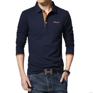 Casual polo shirt men fashion letter print long-sleeve men's polos arrival fashion brand polo shirts man slim polos