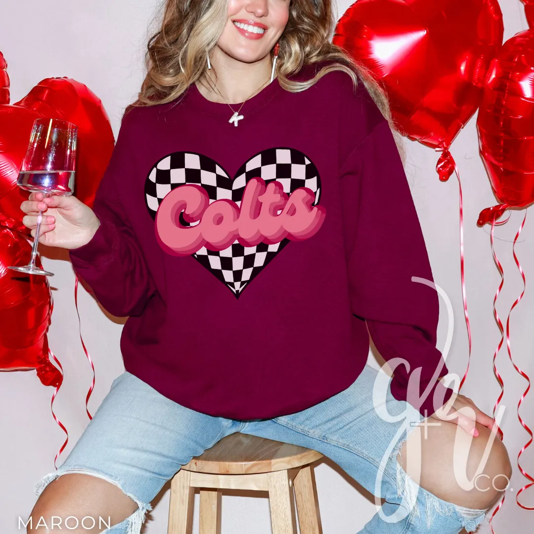 Checkered Heart Colts (Tees Sweatshirts)