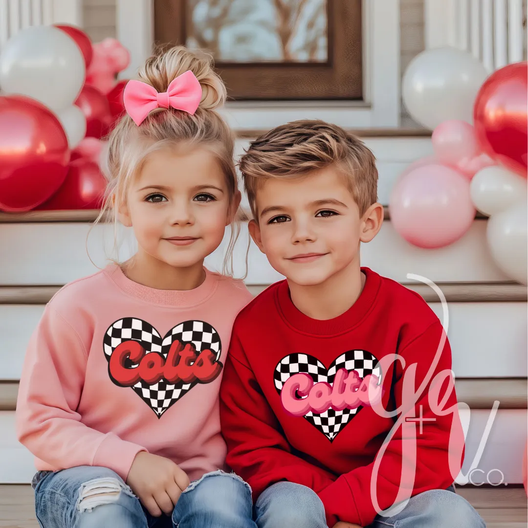 Checkered Heart Colts (Tees Sweatshirts)