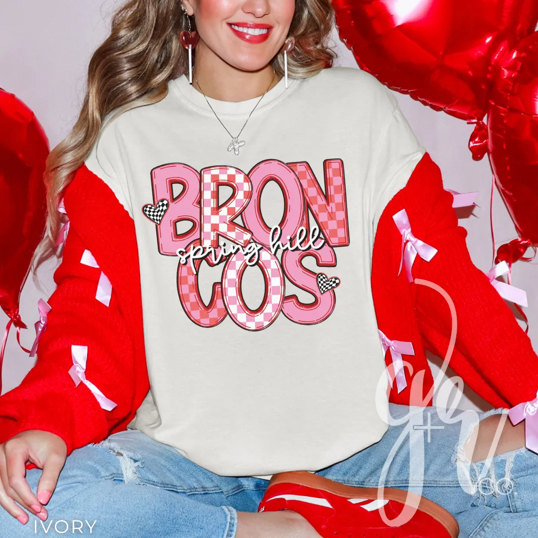 Checkered V-Day Broncos (Tees Sweatshirts)