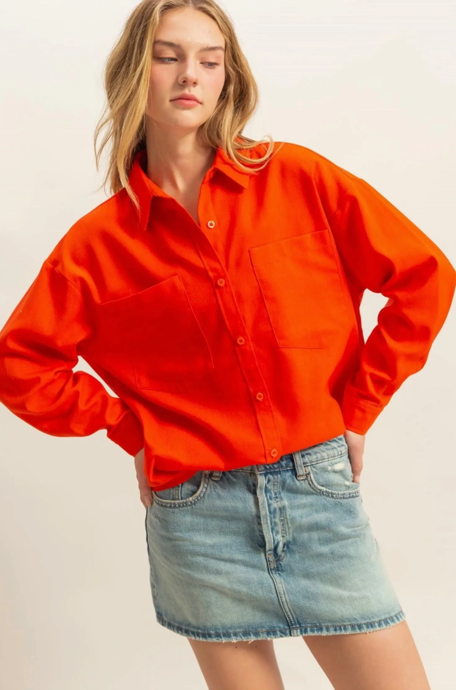 Chloe Sand Washed Shirt- Three Colors