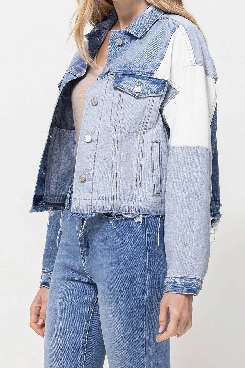 Color Blocking Patchwork Denim Jacket