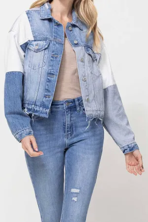 Color Blocking Patchwork Denim Jacket