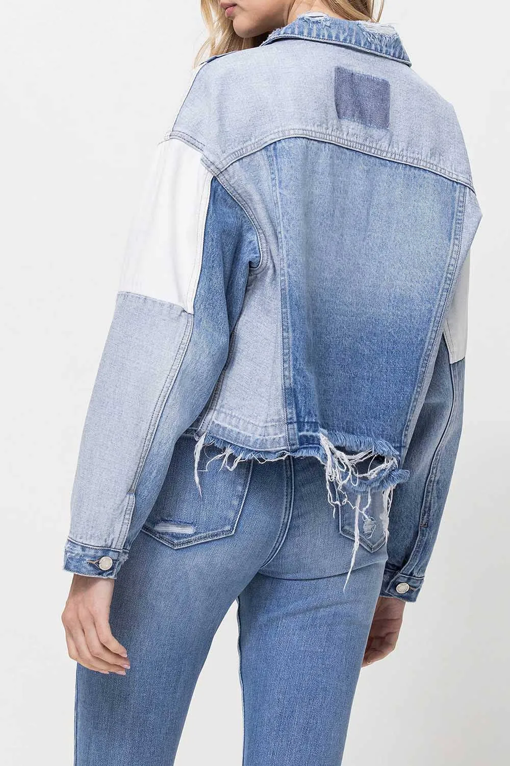 Color Blocking Patchwork Denim Jacket