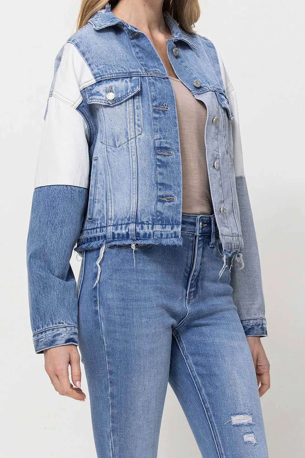 Color Blocking Patchwork Denim Jacket