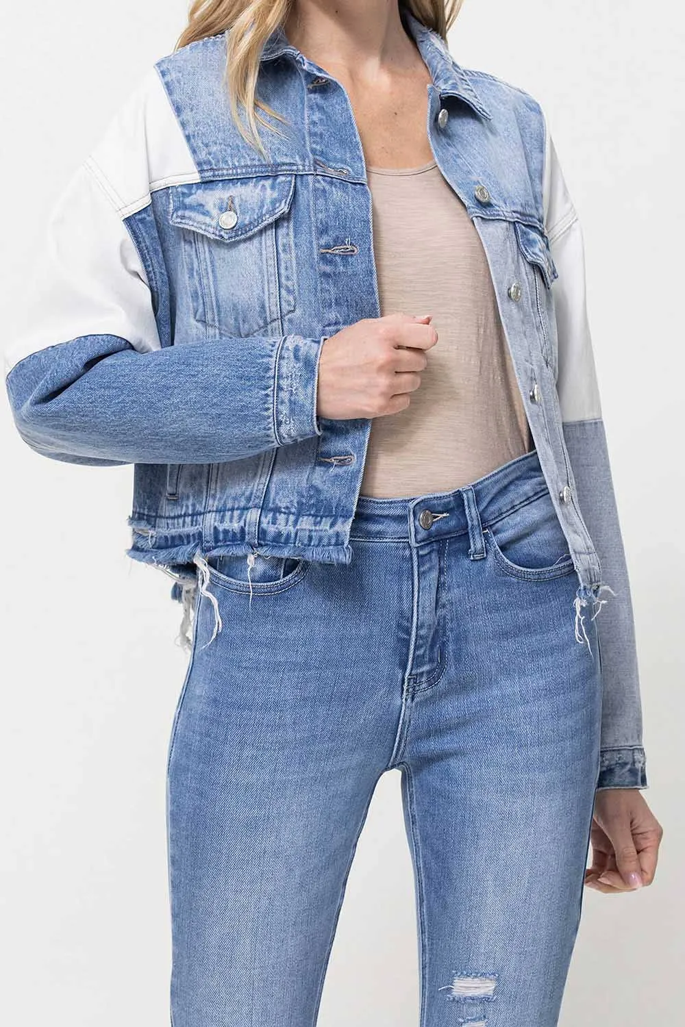 Color Blocking Patchwork Denim Jacket