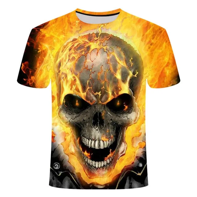 Cool 3D Skull Men's/Womens Short Sleeve Casual Quick Drying Streetwear