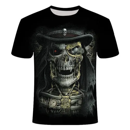 Cool 3D Skull Men's/Womens Short Sleeve Casual Quick Drying Streetwear
