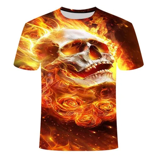 Cool 3D Skull Men's/Womens Short Sleeve Casual Quick Drying Streetwear