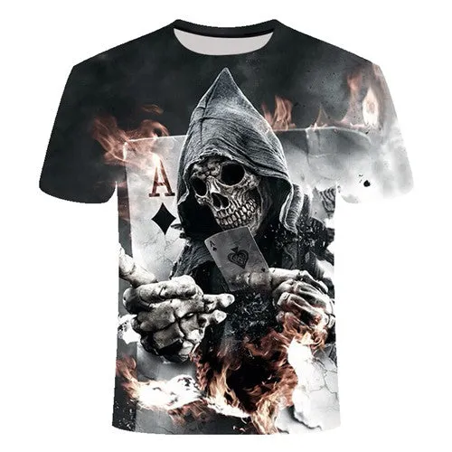 Cool 3D Skull Men's/Womens Short Sleeve Casual Quick Drying Streetwear